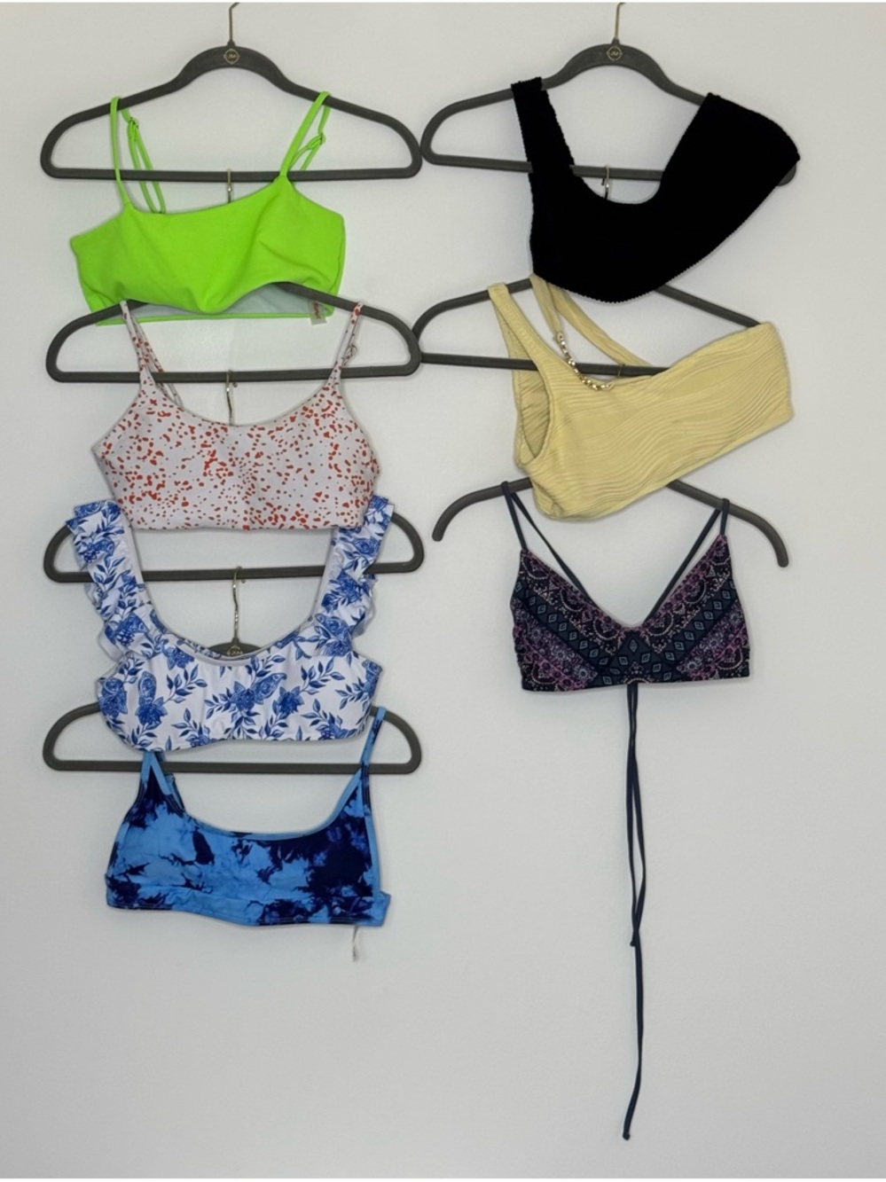 Multiple Women Swim Tops — Neon Green, Black, Yellow, Blue, White, Navy